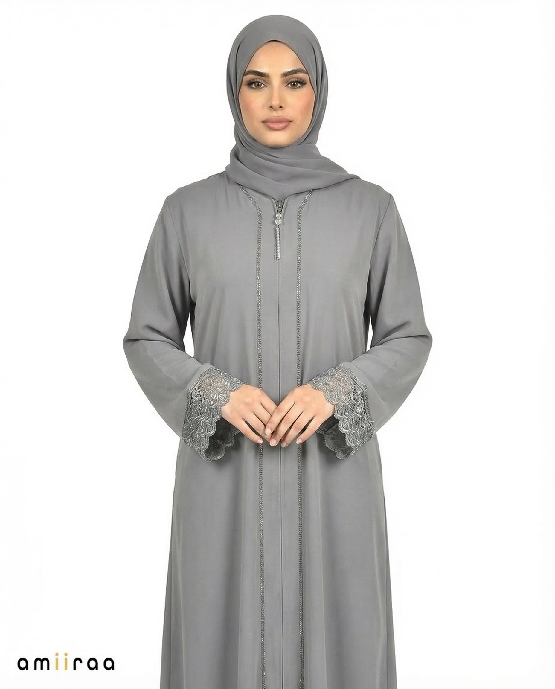 Quiet Shade Elegant Lace Cuff Detailed Full-Length Abaya