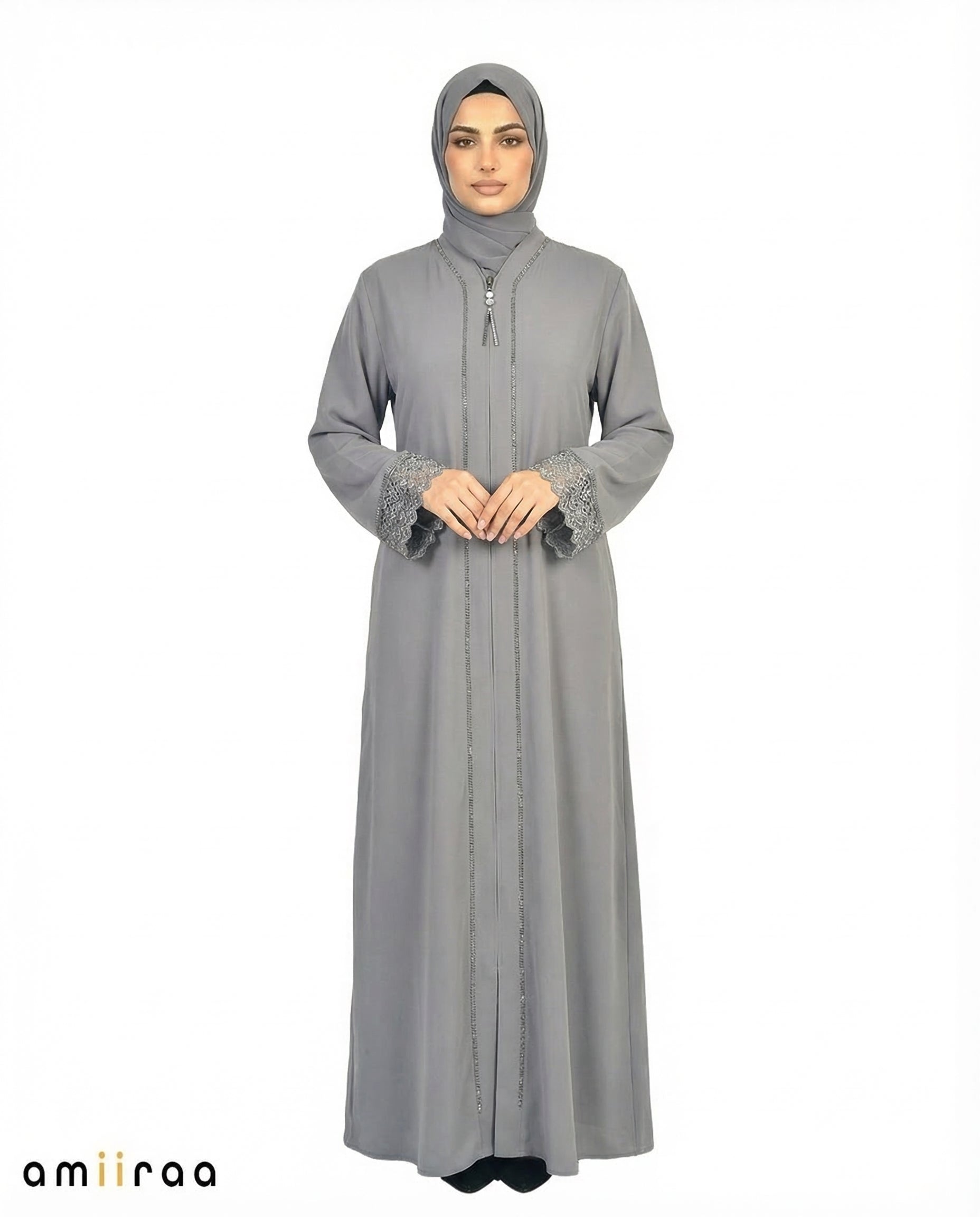 Quiet Shade Elegant Lace Cuff Detailed Full-Length Abaya