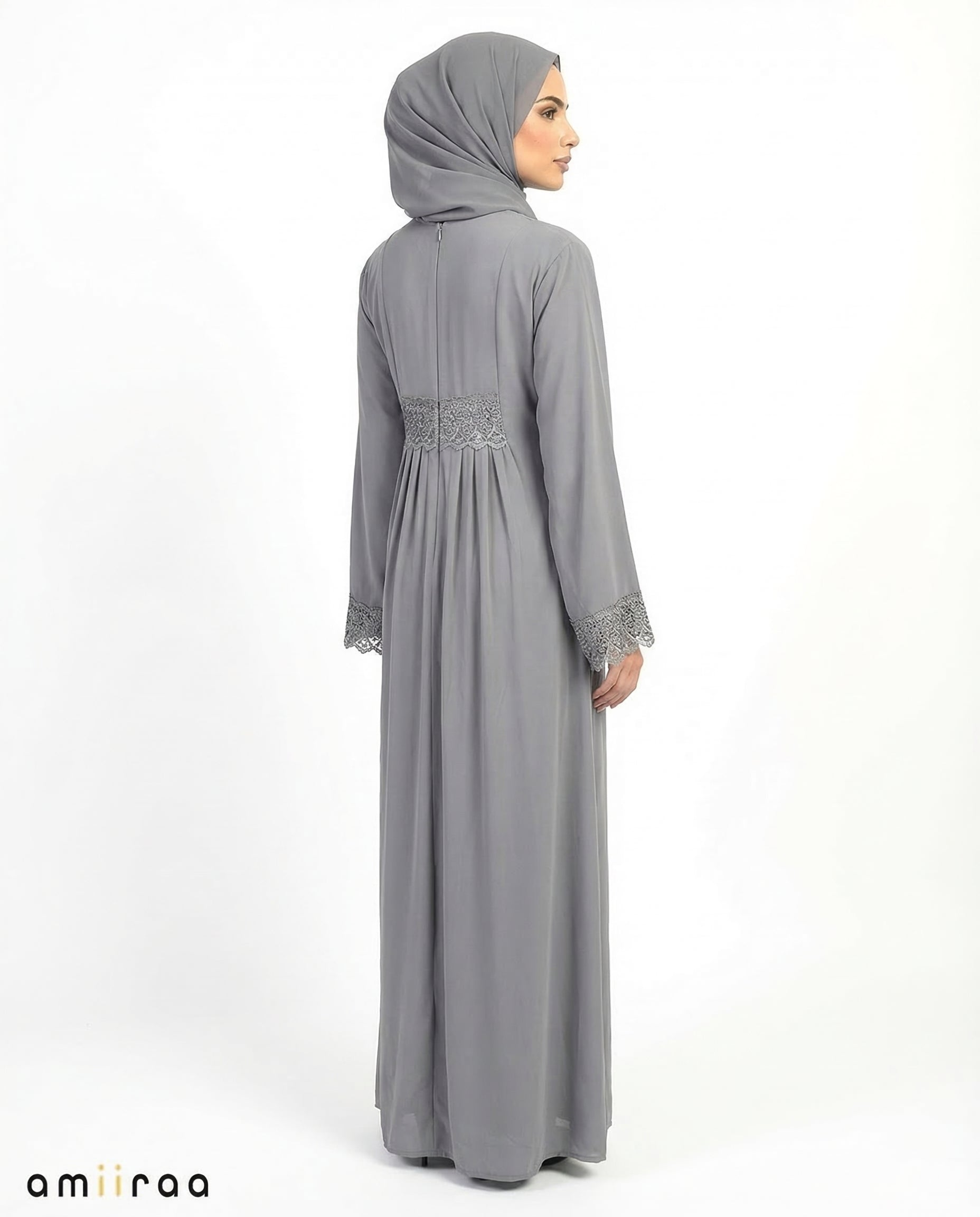 Quiet Shade Elegant Lace Cuff Detailed Full-Length Abaya