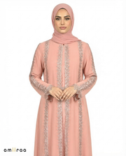 Mellow Rose Elegant Lace Panel Detailed Full-Length Abaya