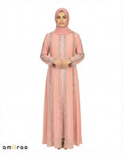 Mellow Rose Elegant Lace Panel Detailed Full-Length Abaya