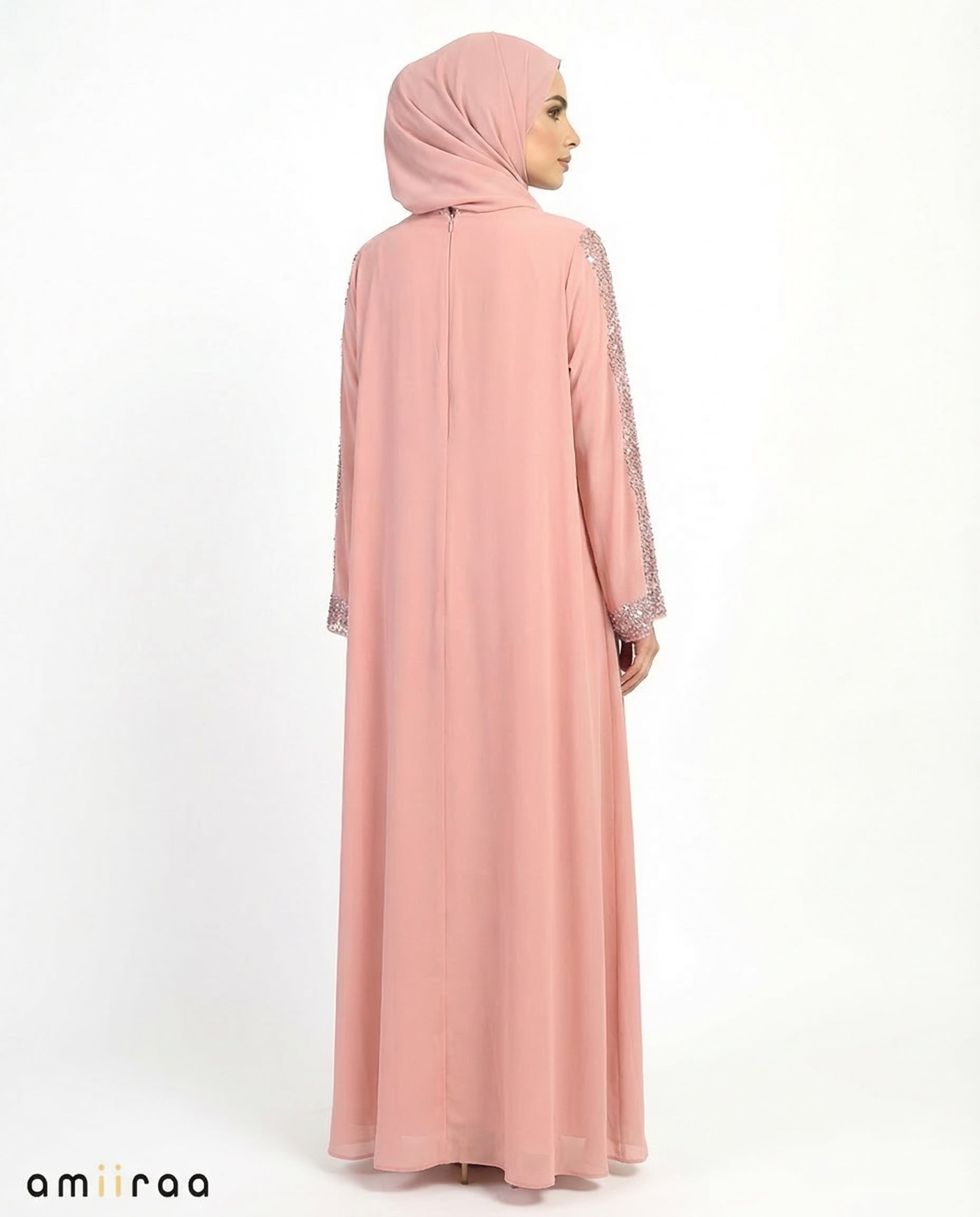 Mellow Rose Elegant Lace Panel Detailed Full-Length Abaya
