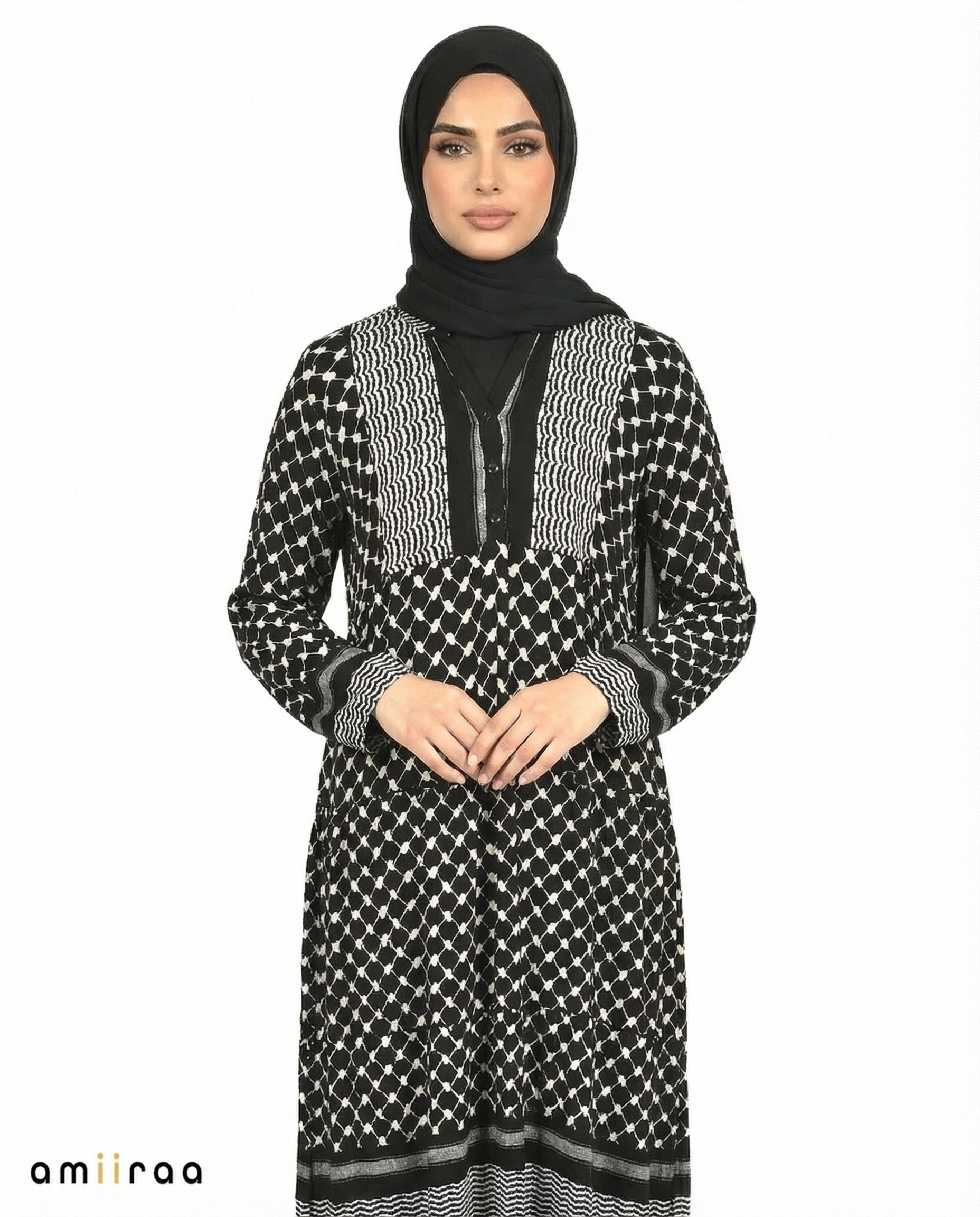 Tap Shoe Keffiyeh Print Modest Maxi Dress
