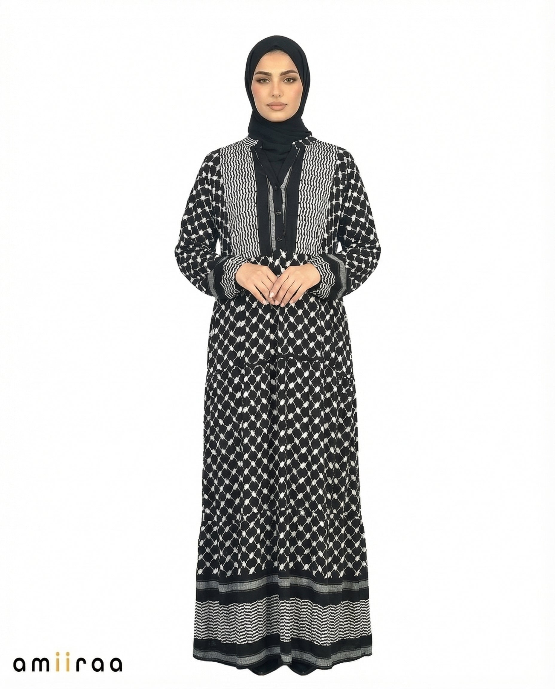 Tap Shoe Keffiyeh Print Modest Maxi Dress