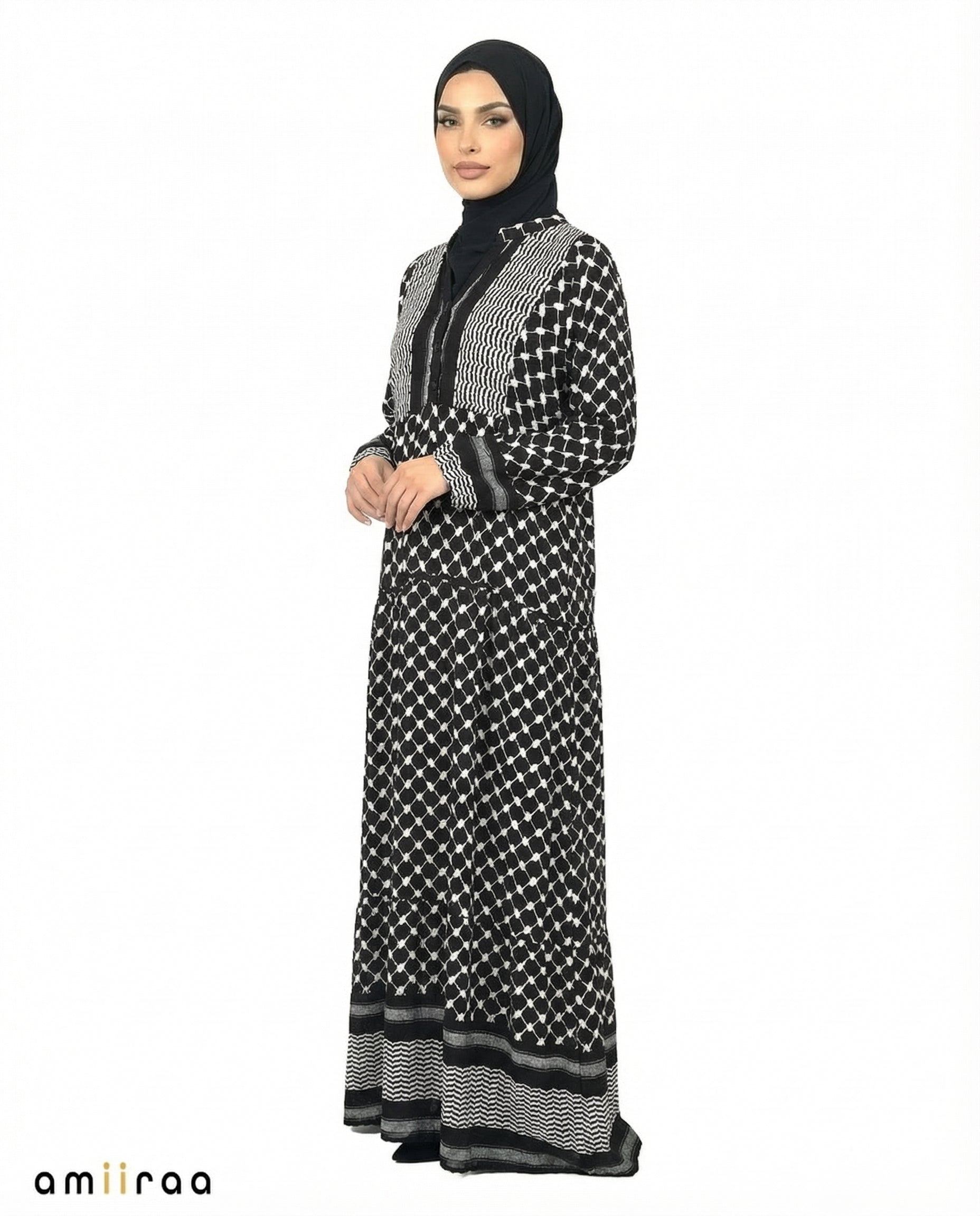 Tap Shoe Keffiyeh Print Modest Maxi Dress