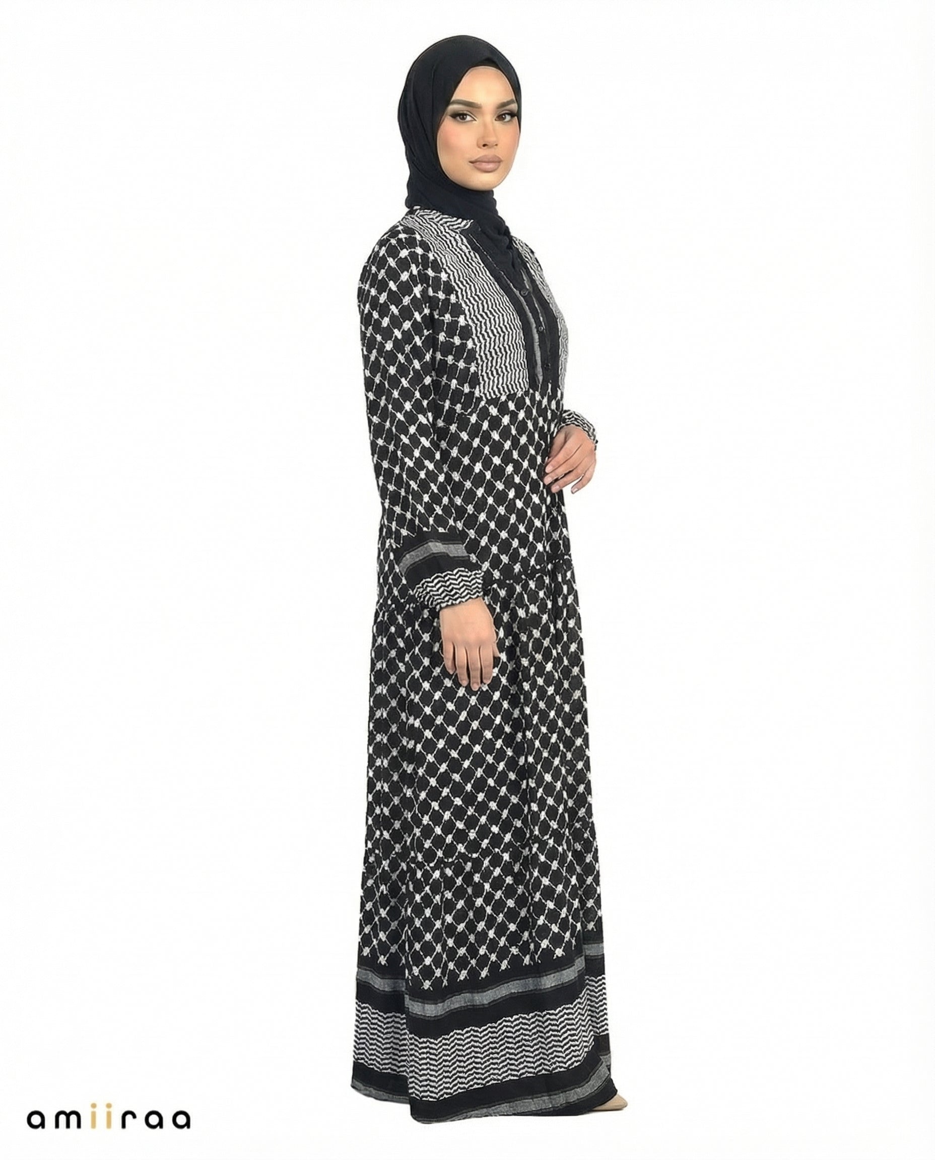 Tap Shoe Keffiyeh Print Modest Maxi Dress