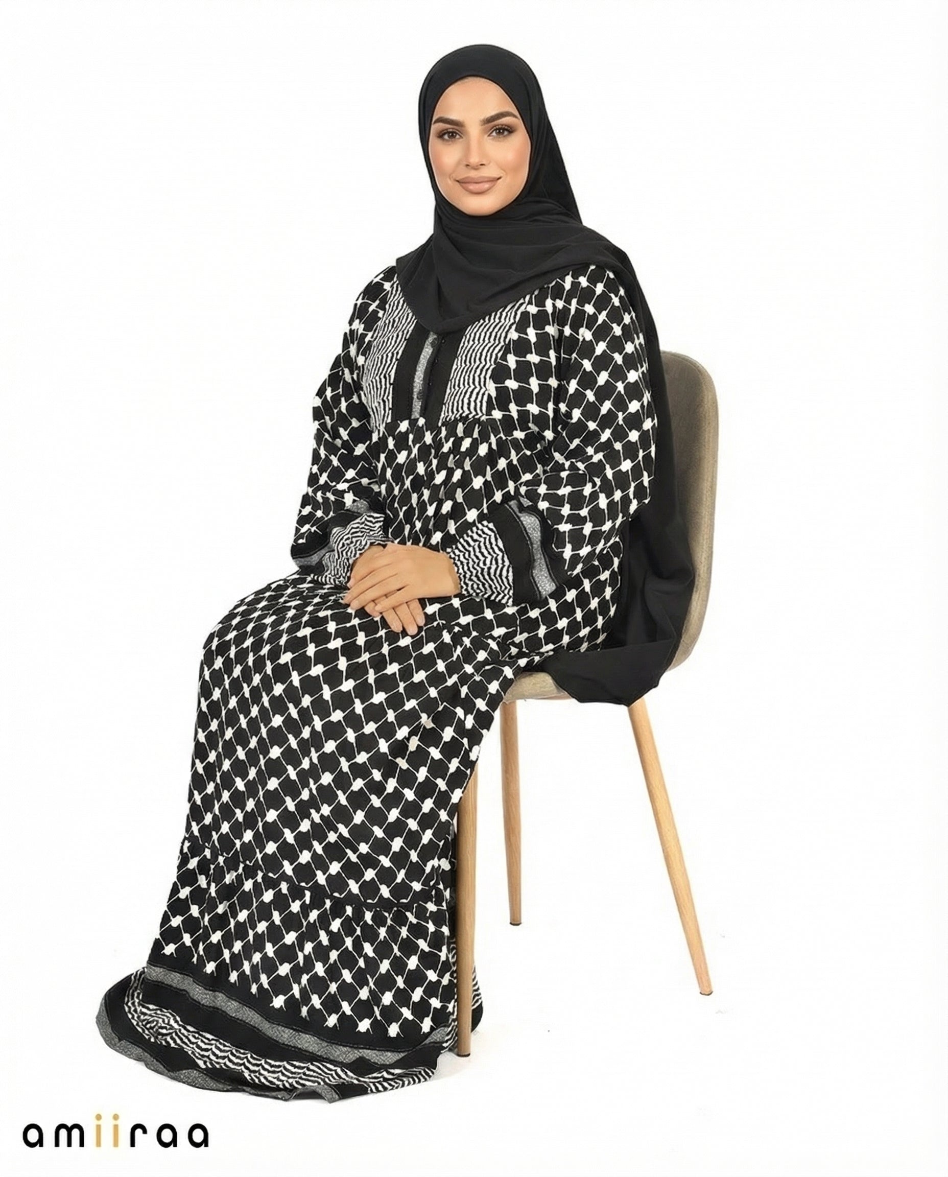 Tap Shoe Keffiyeh Print Modest Maxi Dress