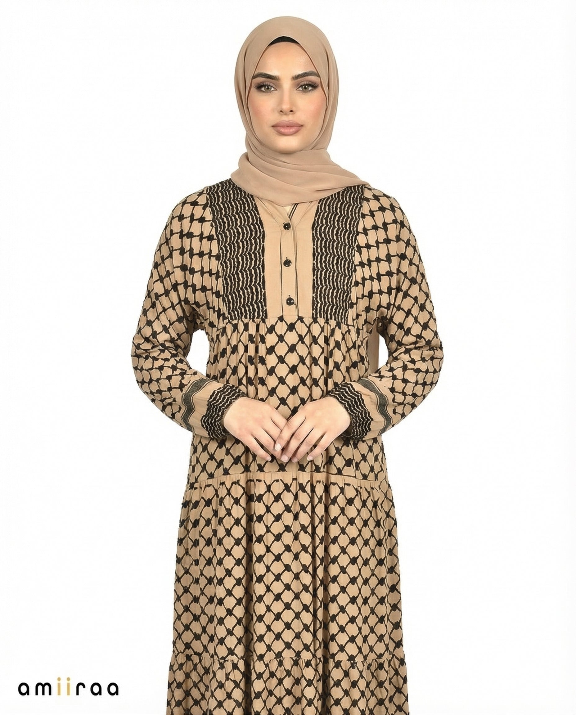 Amphora Keffiyeh Print Modest Maxi Dress