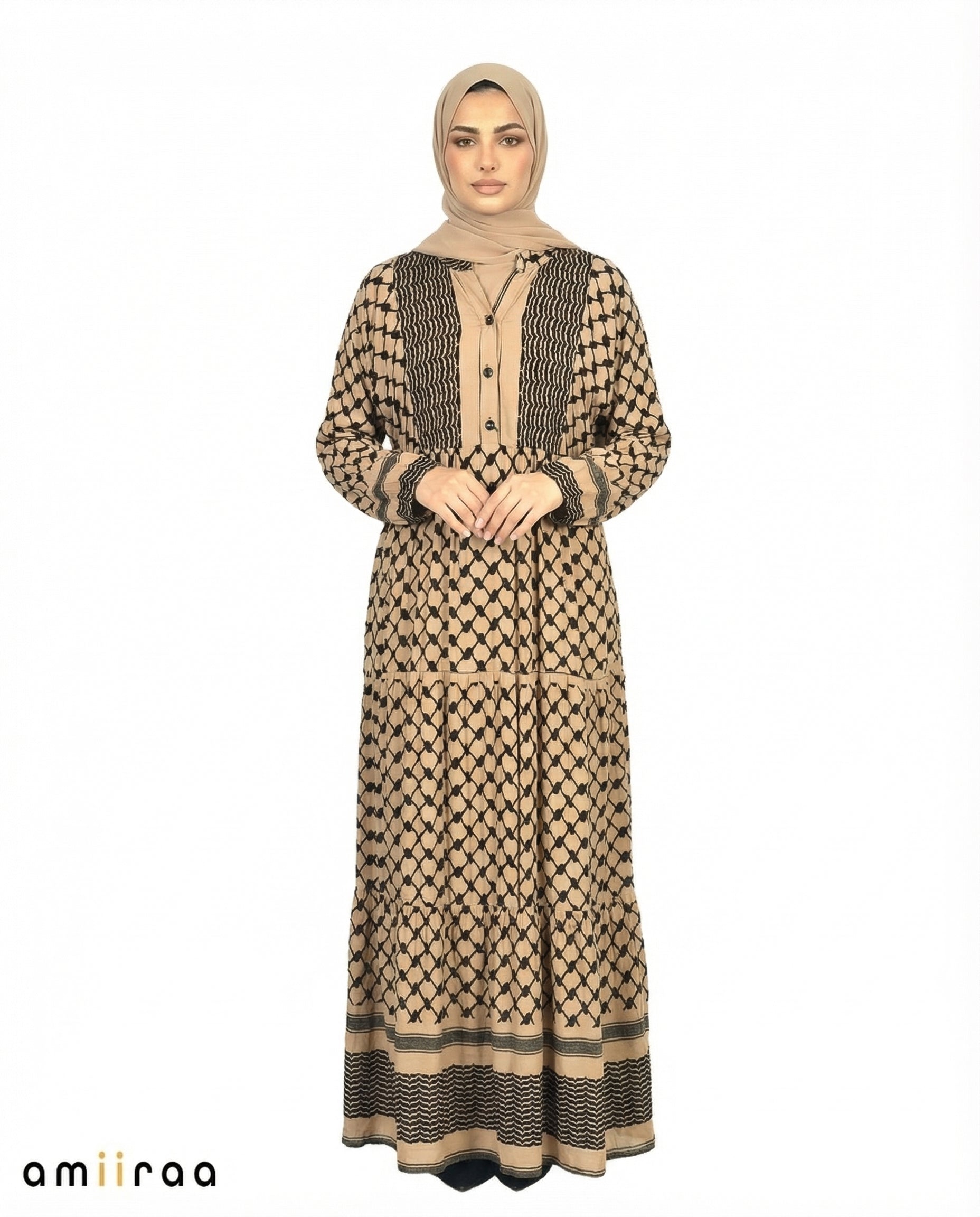 Amphora Keffiyeh Print Modest Maxi Dress