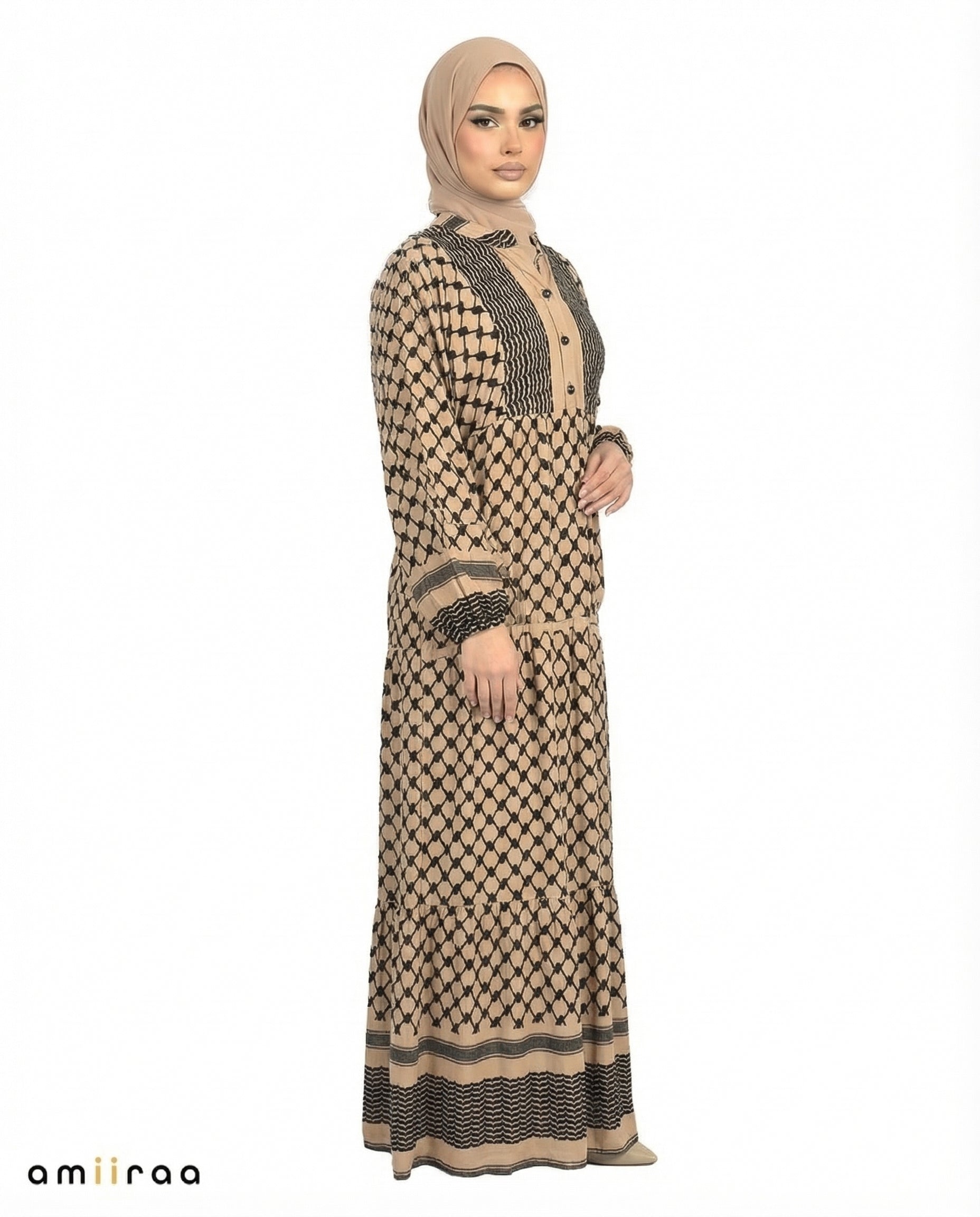Amphora Keffiyeh Print Modest Maxi Dress