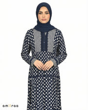 Pageant Blue Keffiyeh Print Modest Maxi Dress