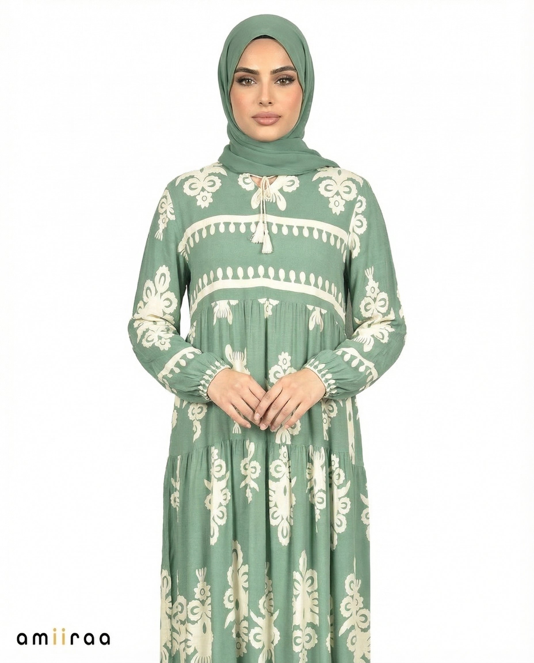 Capulet Olive Detail Long Sleeve Modest Maxi Dress