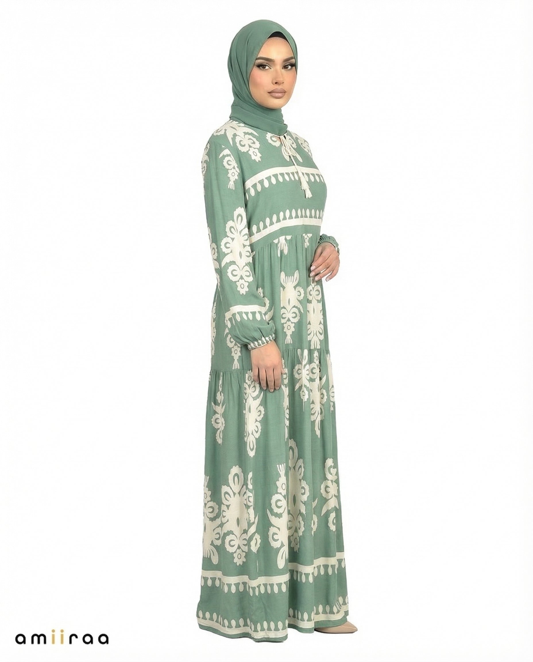 Capulet Olive Detail Long Sleeve Modest Maxi Dress