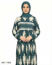 Pine Grove Detail Long Sleeve Modest Maxi Dress