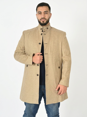 Weathered Teak  Men’s Premium Turkish High Collar Overcoat