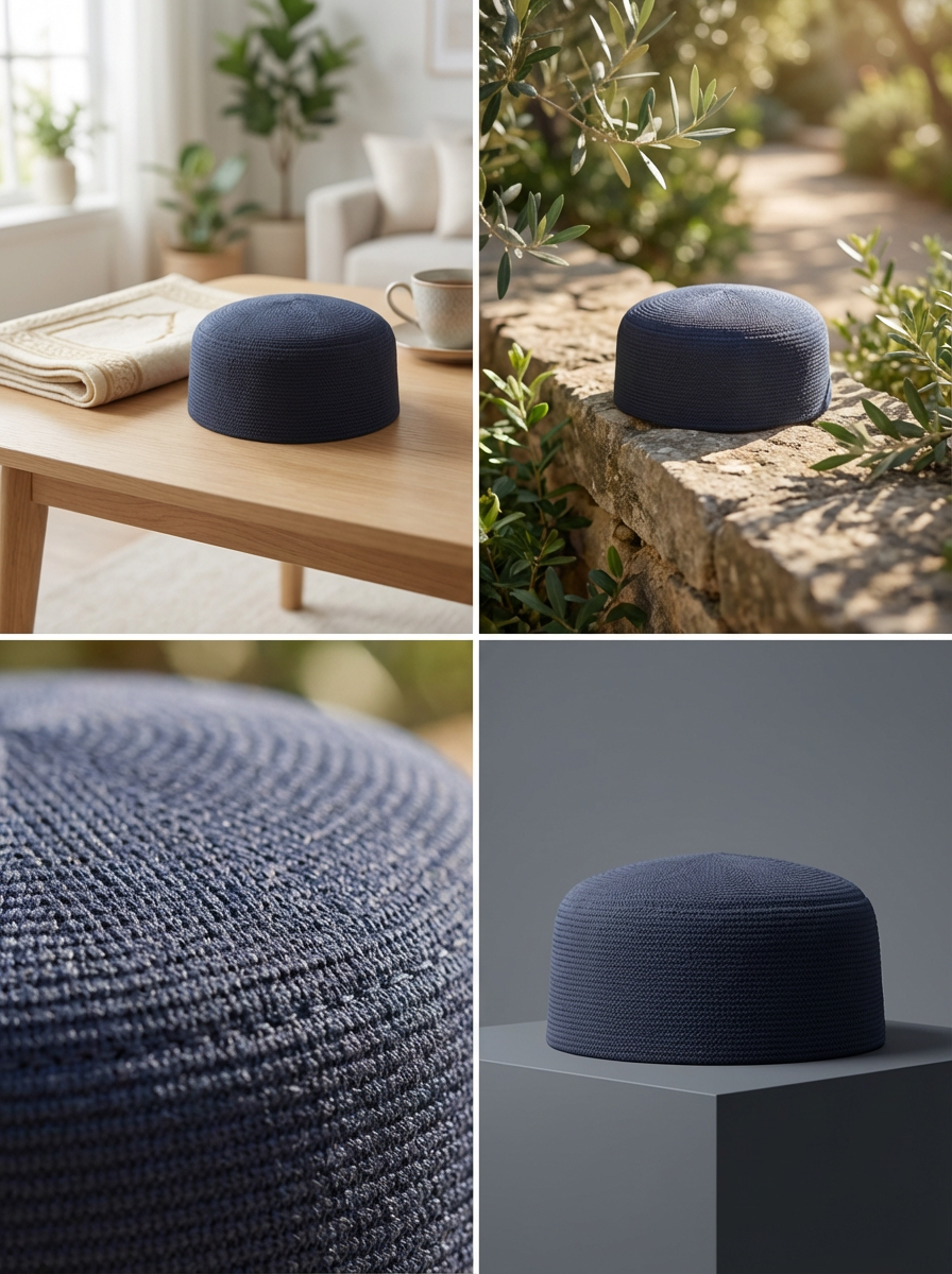 Navy Textured Fez