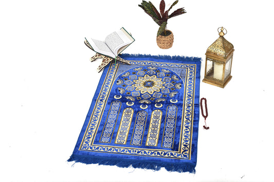 Luxury Prayer Rug – Royal Blue with Ornamental Circular Design ( musallahs )