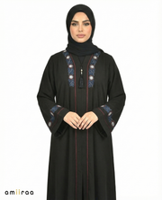 Tap Shoe Embroidered Contrast Panel Modest Abaya