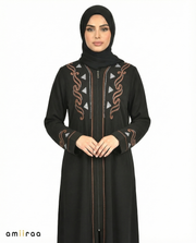 Tap Shoe Elegant Embroidered Abaya with Geometric Detail