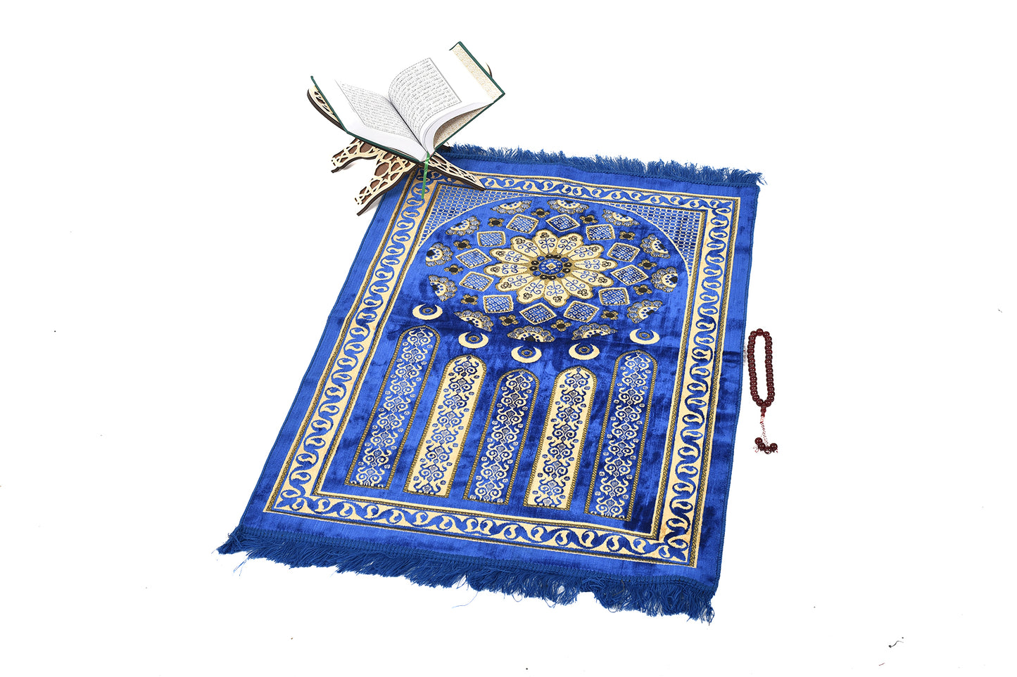 Luxury Prayer Rug – Royal Blue with Ornamental Circular Design ( musallahs )