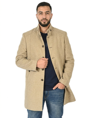 Weathered Teak  Men’s Premium Turkish High Collar Overcoat