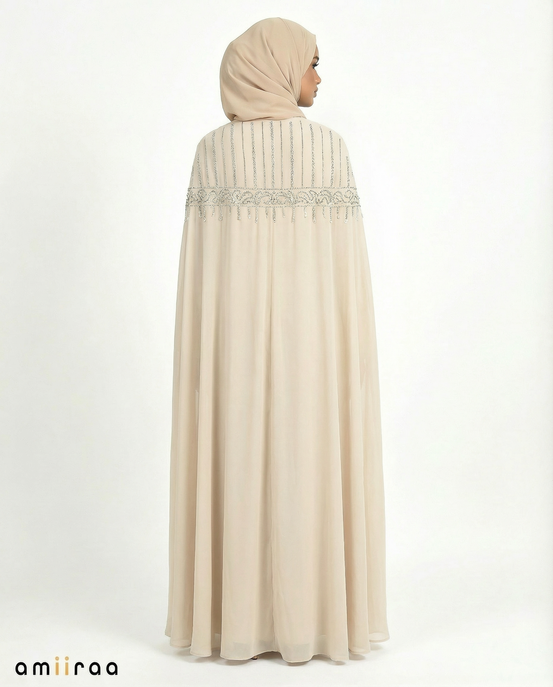 Desert Sage Celeste Beaded Two-Piece Cloak Abaya Set