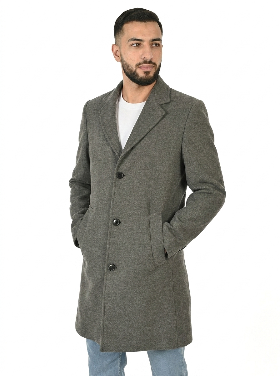 Dark Shadow Men’s Premium Turkish Overcoat with Tailored Fit