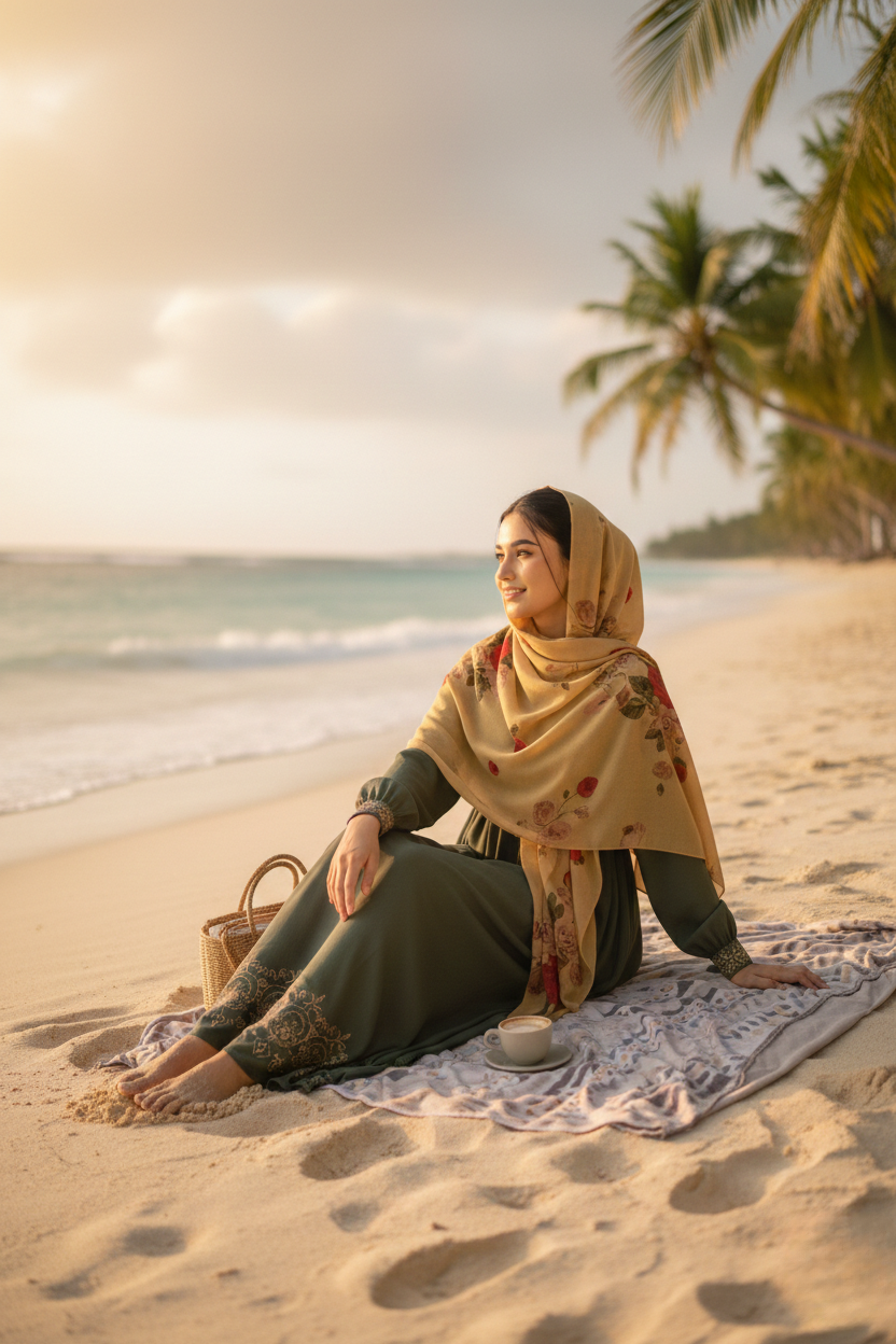 Honey Mustard Chiffon Scarf with Dark Red Rose Design for Everyday Wear