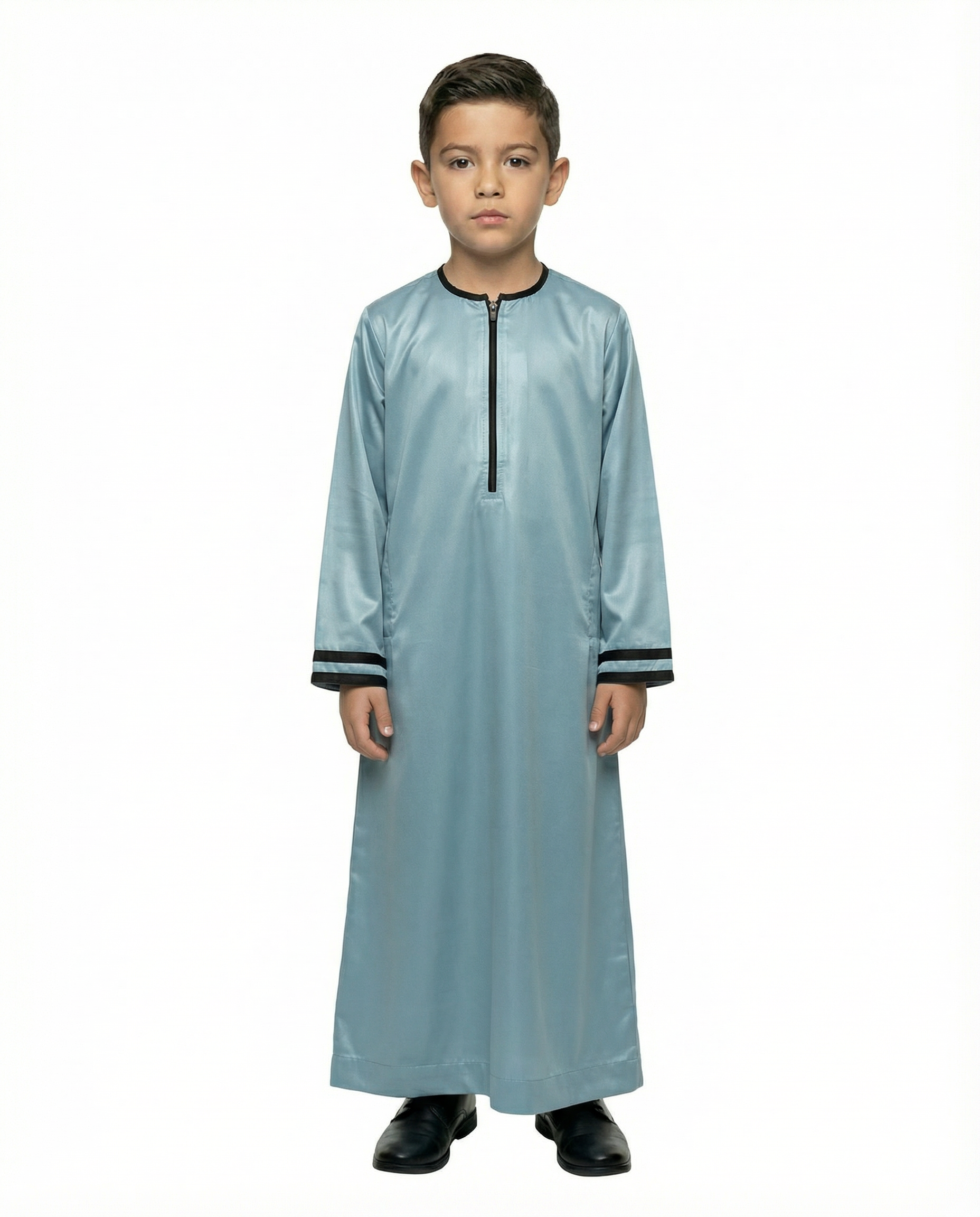 Canton Emirati Zip Thobe with Black Trim