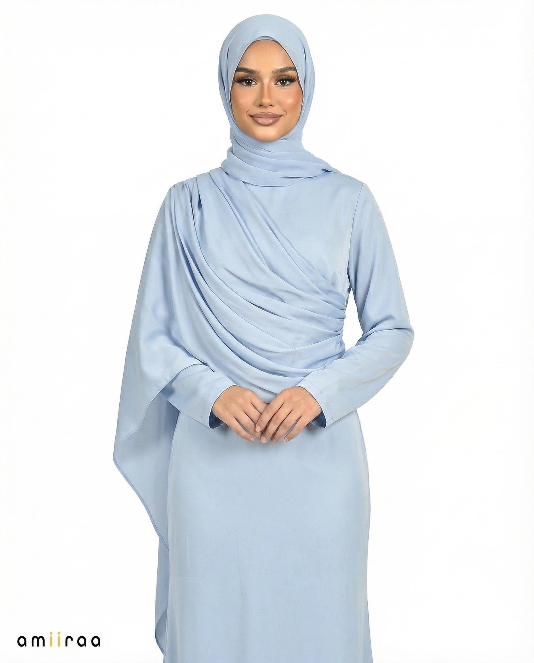 Salt Air Silk-Feel Draped Cape Overlay Maxi Dress