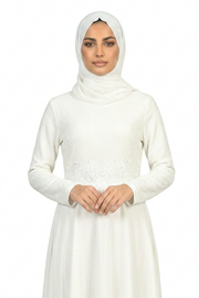 Blanc De Blanc Premium Modest Maxi Dress with Embroidered Waist Detail
