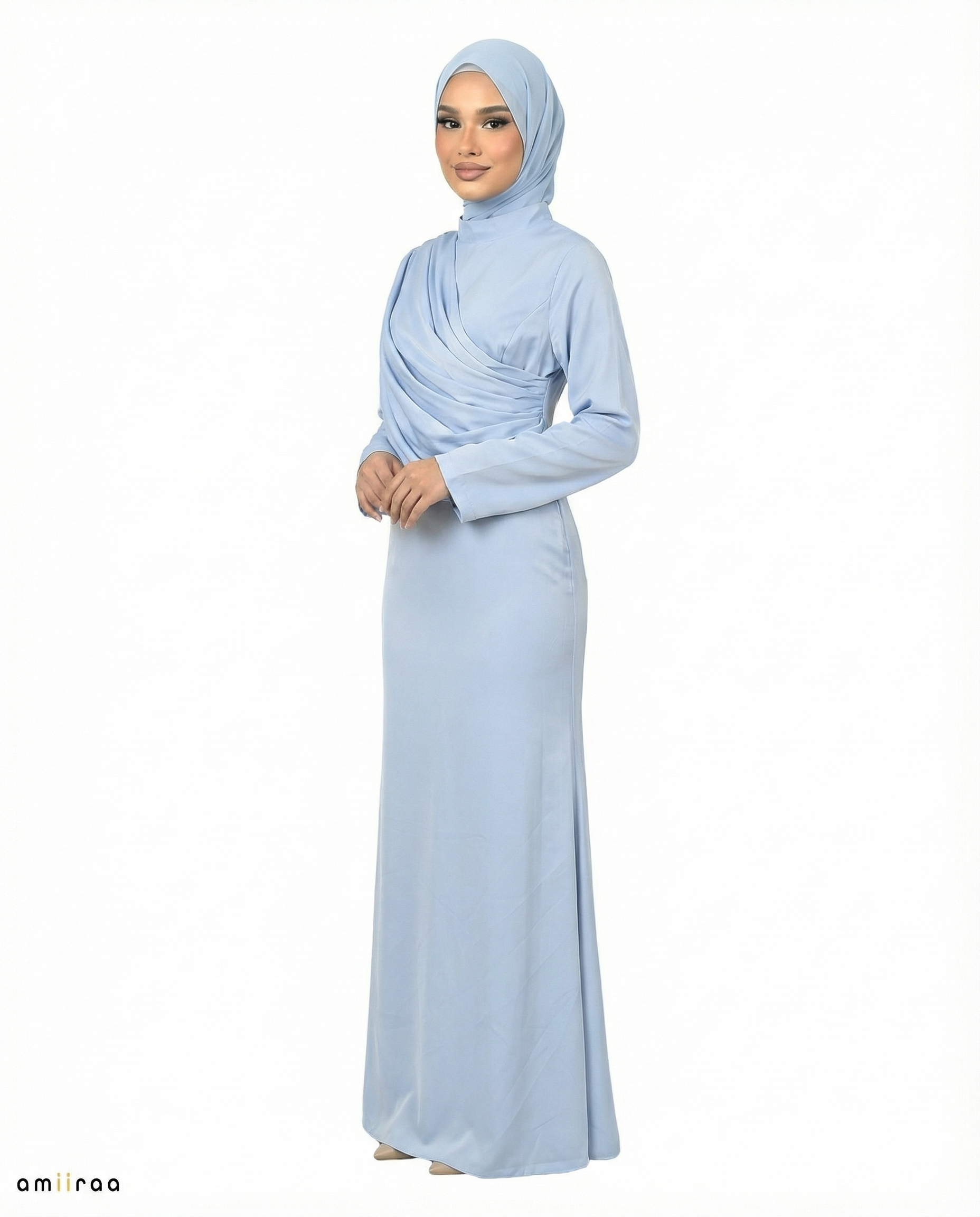 Salt Air Silk-Feel Draped Cape Overlay Maxi Dress