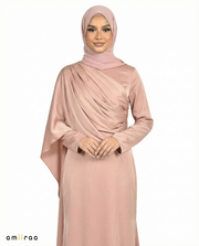 Lilas Silk-Feel Draped Cape Overlay Maxi Dress