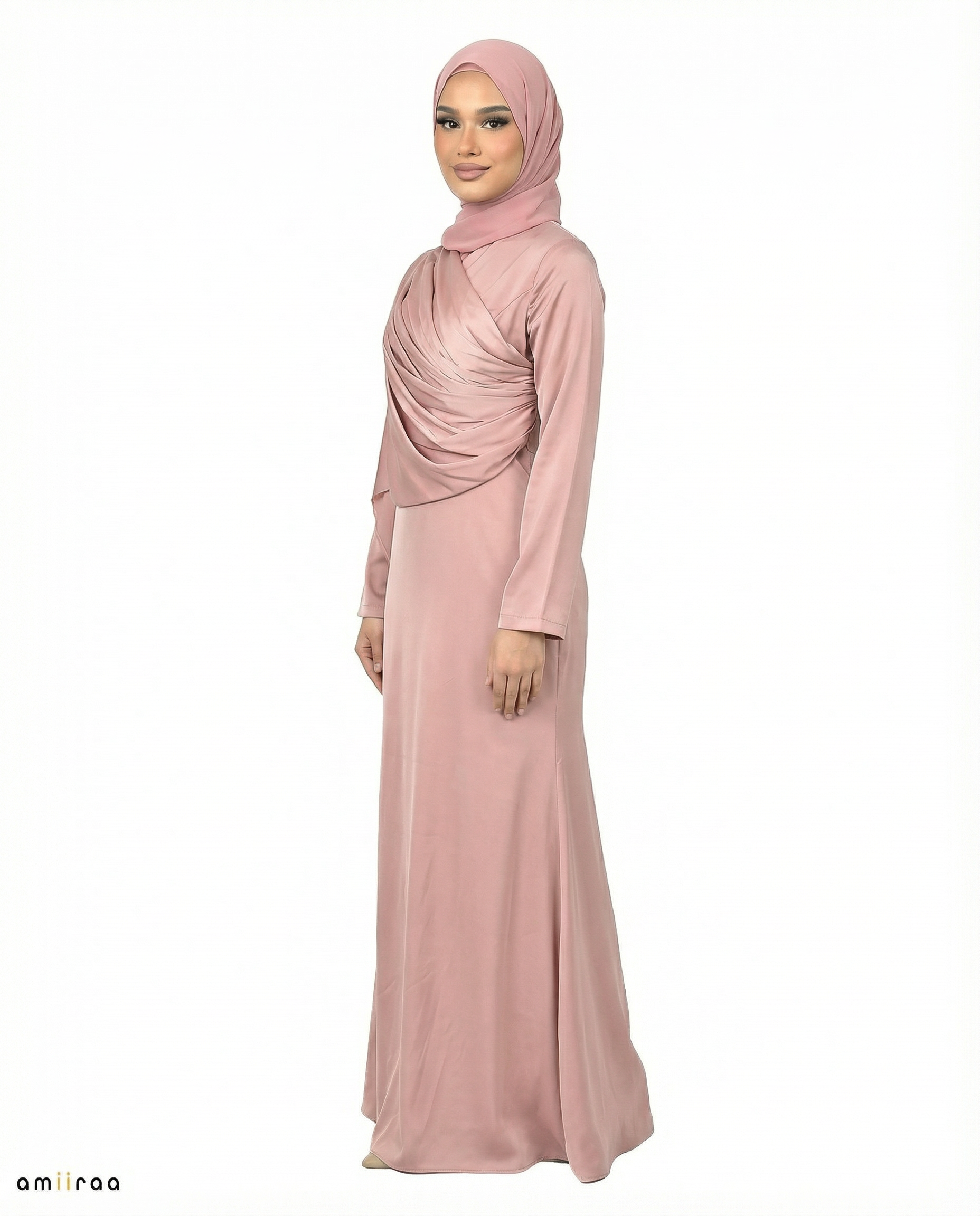 Lilas Silk-Feel Draped Cape Overlay Maxi Dress