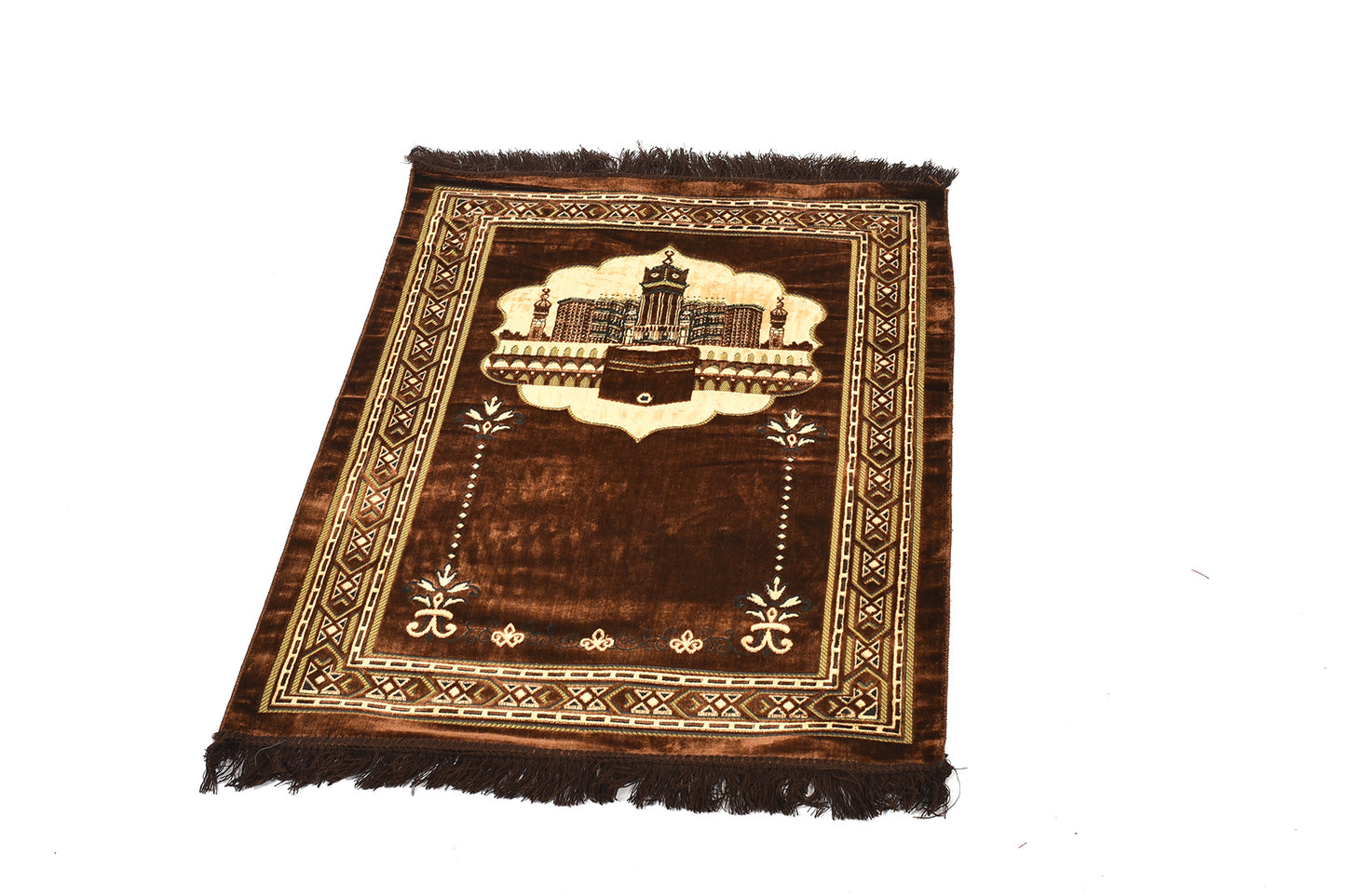 Prayer Rug with Kaaba Design – Elegant Brown ( musallahs )