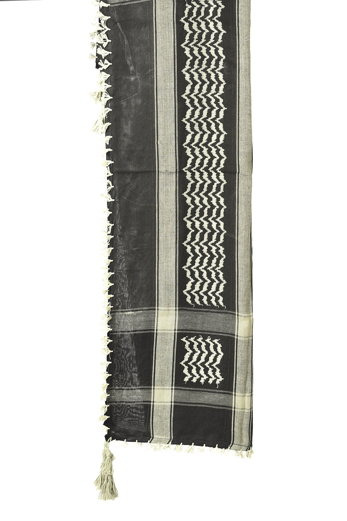 Mulled Basil Keffiyeh Pattern Tassel Scarf