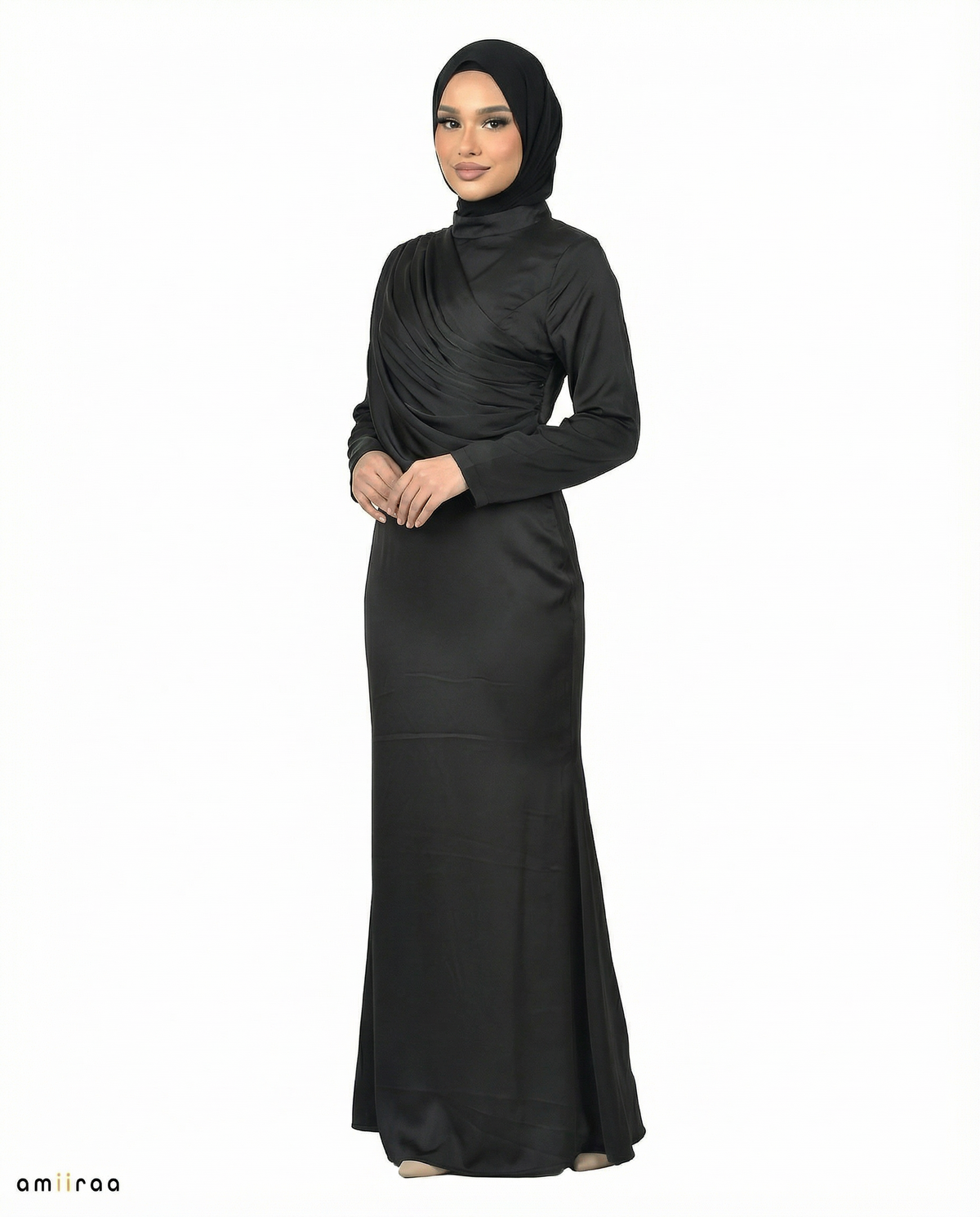 Meteorite Silk-Feel Draped Cape Overlay Maxi Dress