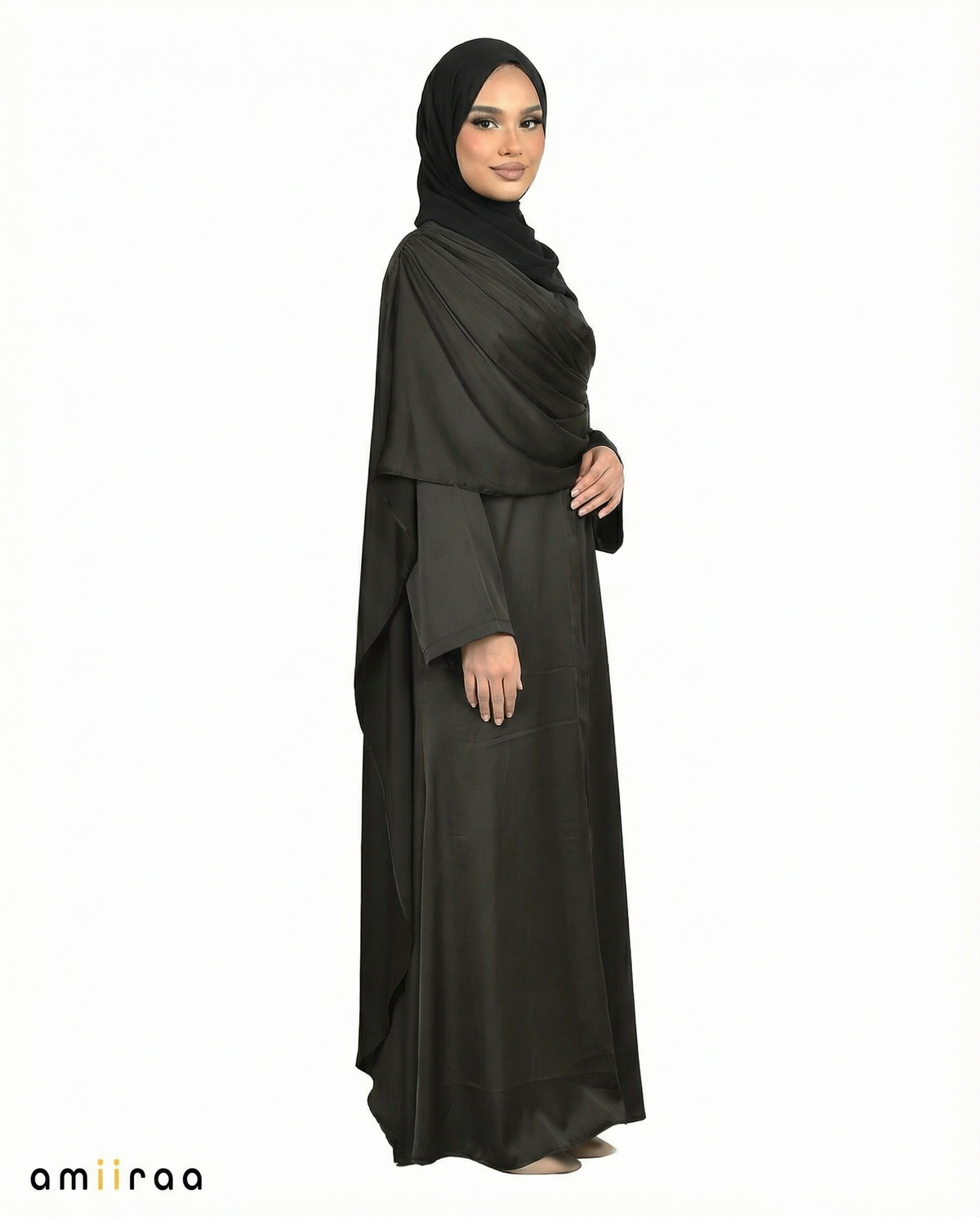 Meteorite Silk-Feel Draped Cape Overlay Maxi Dress