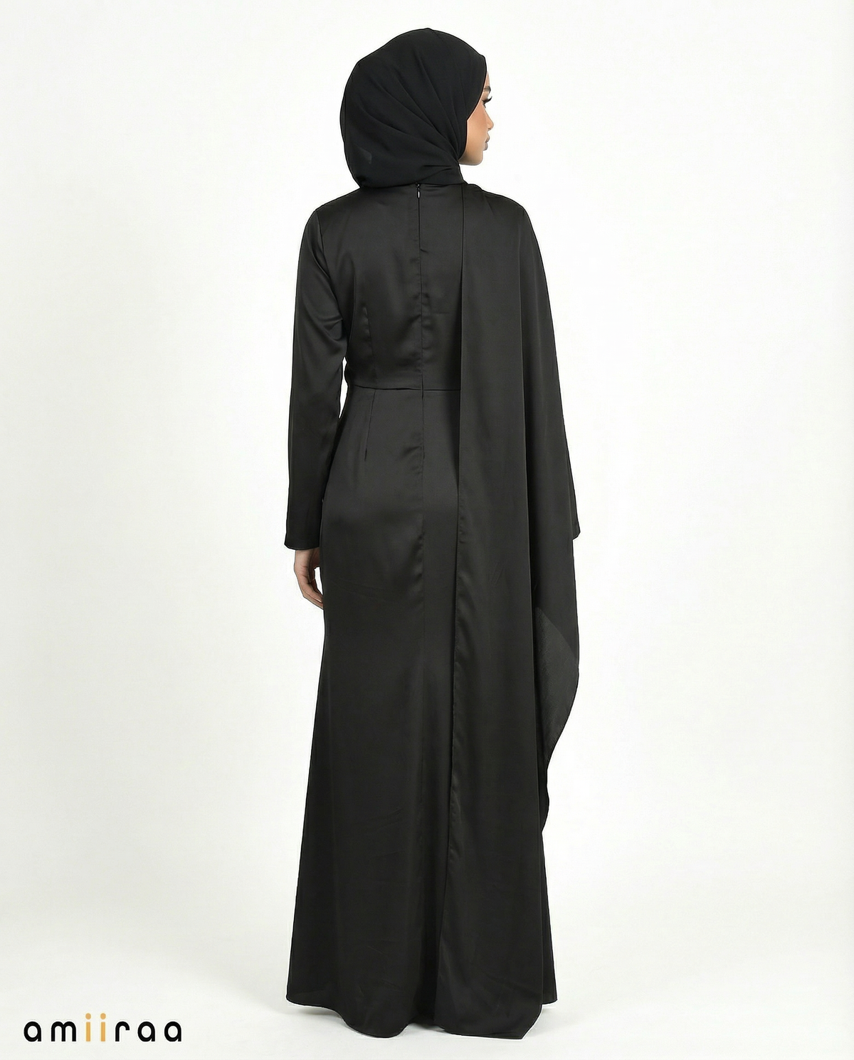Meteorite Silk-Feel Draped Cape Overlay Maxi Dress