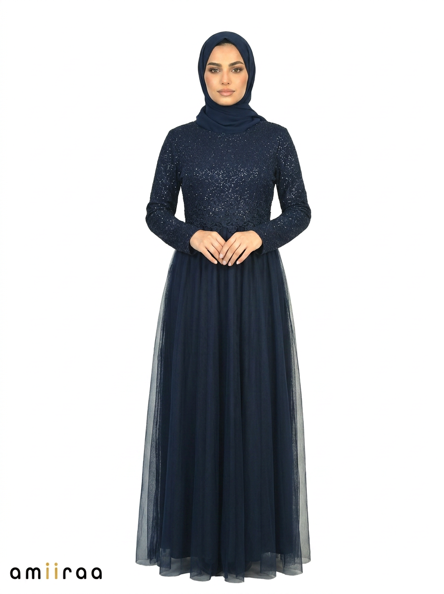 Salute Premium Modest Maxi Dress with Embroidered Waist Detail