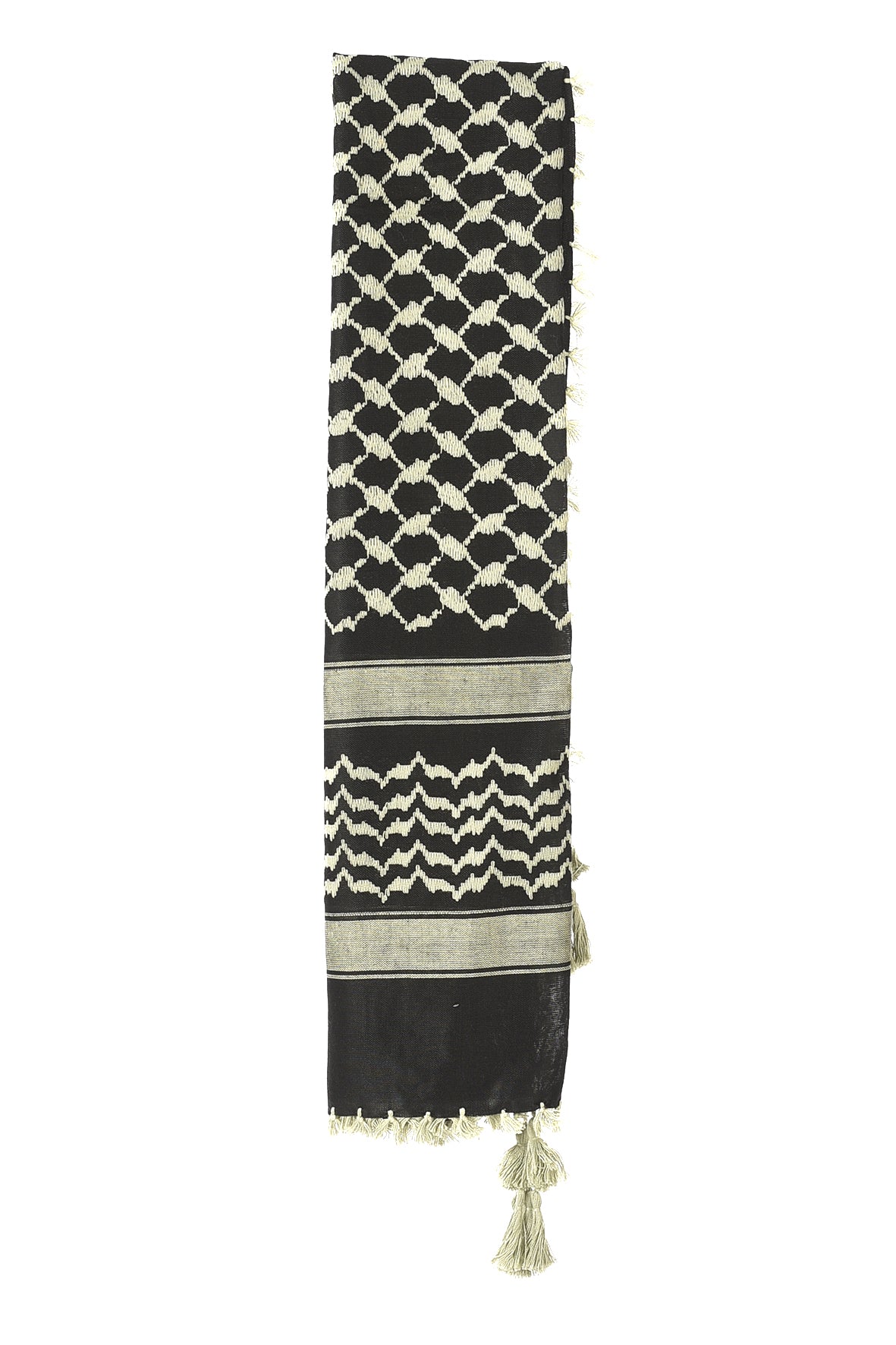 Mulled Basil Keffiyeh Pattern Tassel Scarf