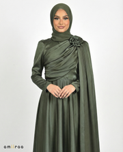 Eden Satin Drape Gown with Detachable Shoulder Flower