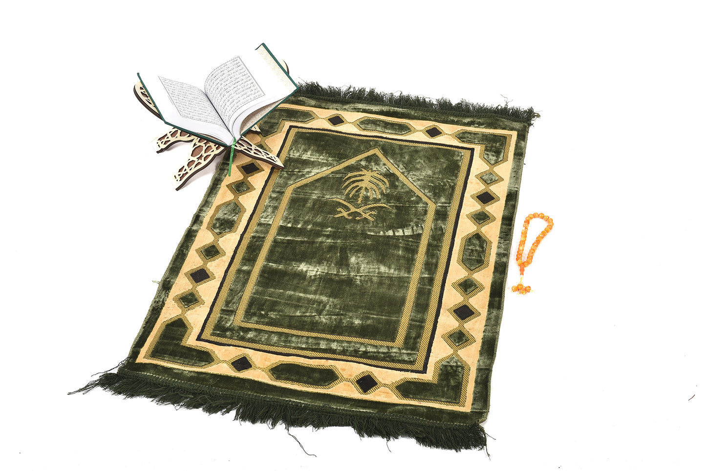 Saudi National Prayer Rug – Royal Green with Emblem ( musallahs )