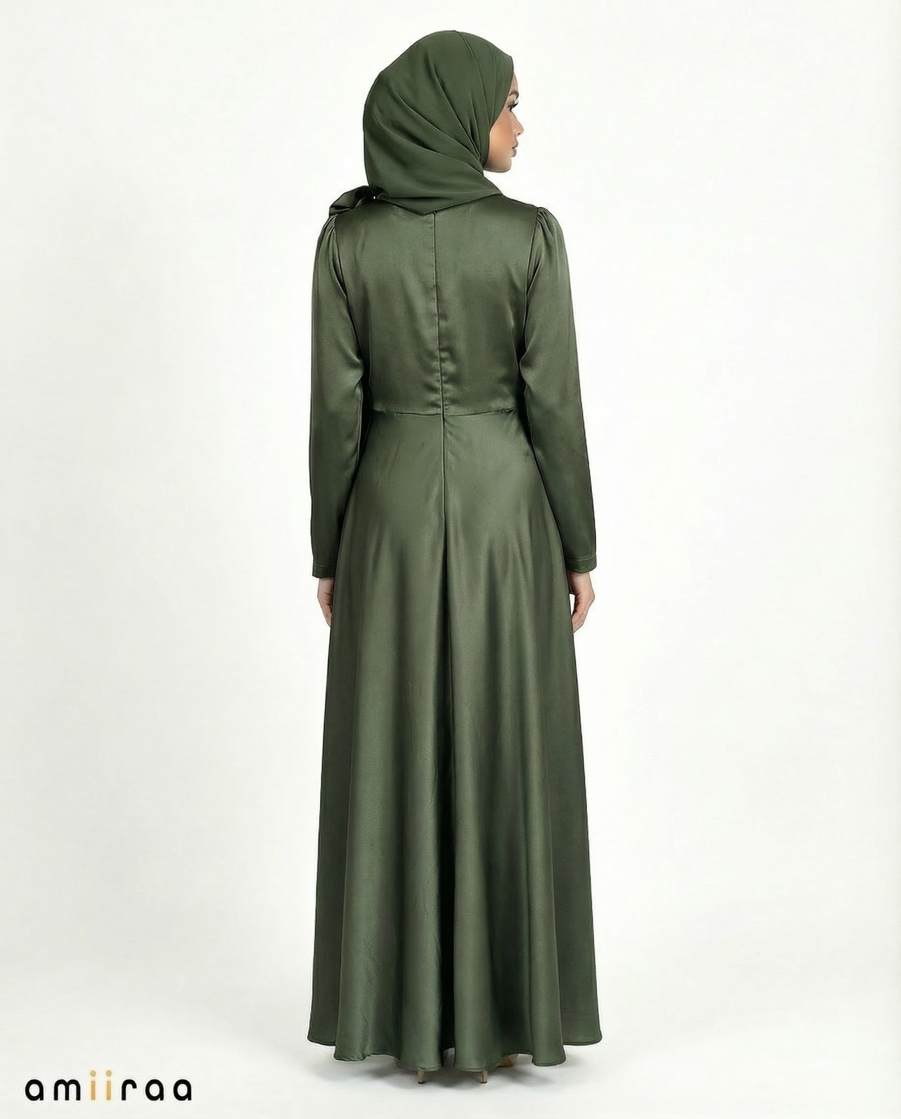 Eden Satin Drape Gown with Detachable Shoulder Flower