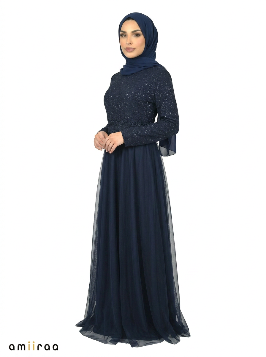 Salute Premium Modest Maxi Dress with Embroidered Waist Detail