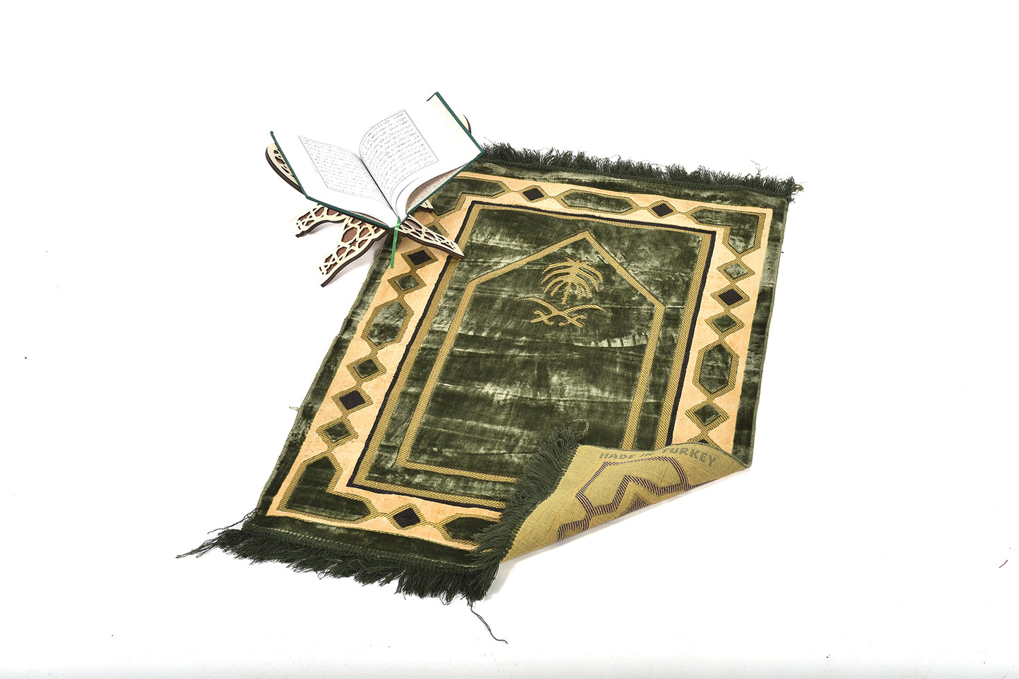 Saudi National Prayer Rug – Royal Green with Emblem ( musallahs )