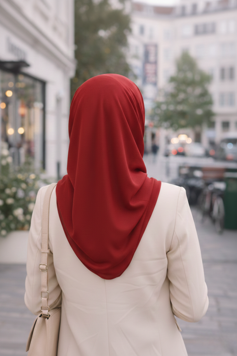 Earth Red Lightweight Rectangular Chiffon Scarf for Women – Sheer Wrap