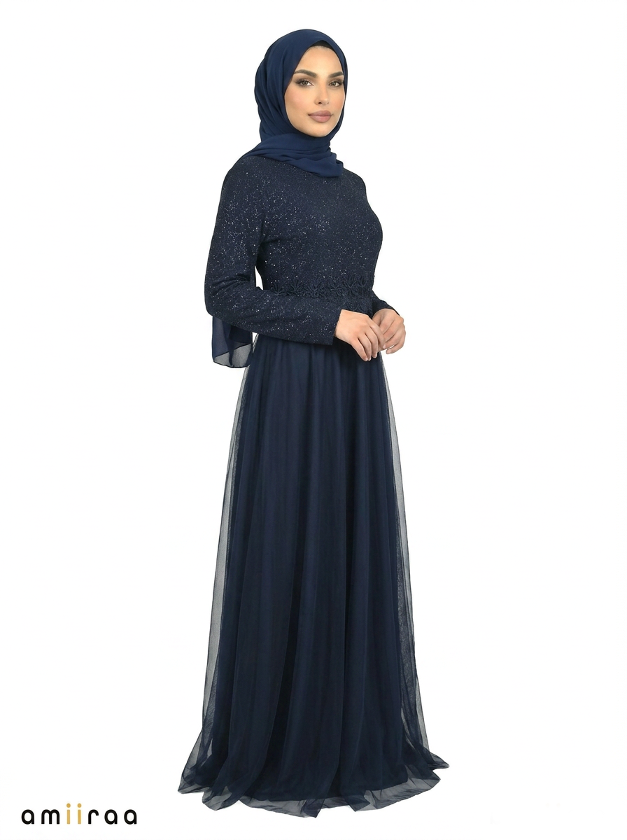 Salute Premium Modest Maxi Dress with Embroidered Waist Detail