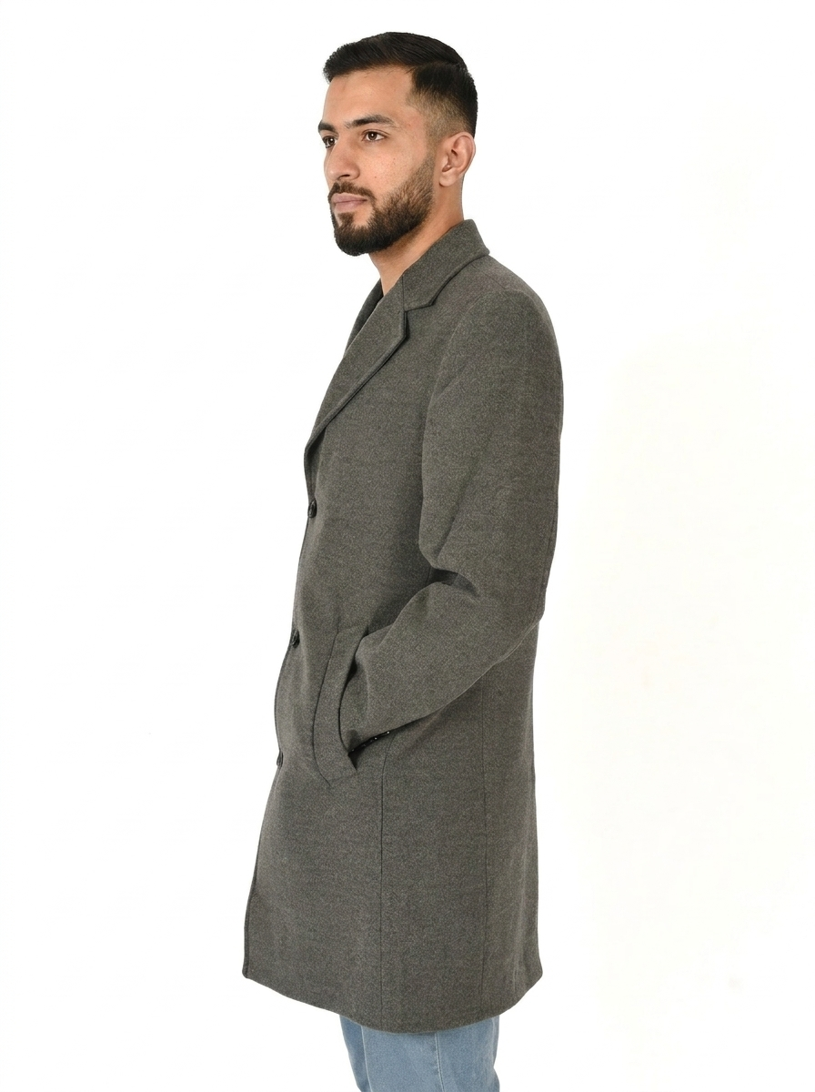 Dark Shadow Men’s Premium Turkish Overcoat with Tailored Fit
