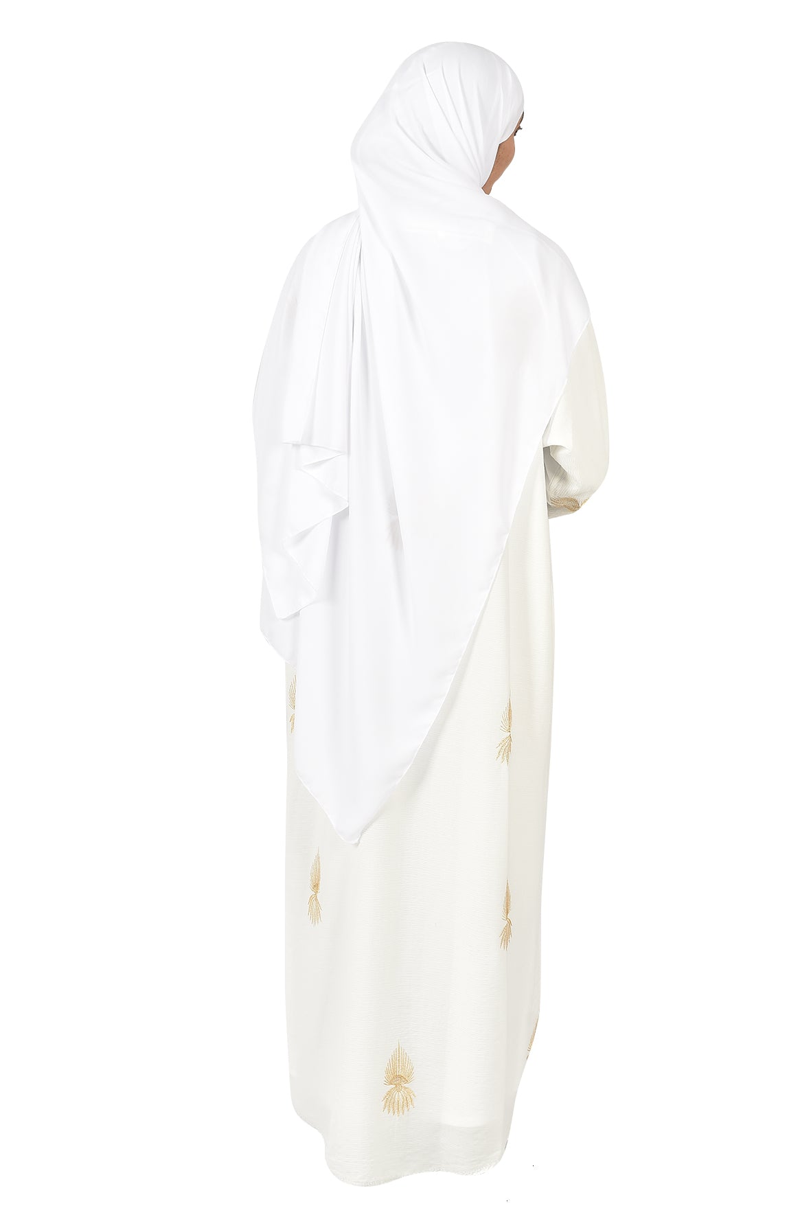 Elegant White Abaya with Gold Embroidery ( ladies abaya )